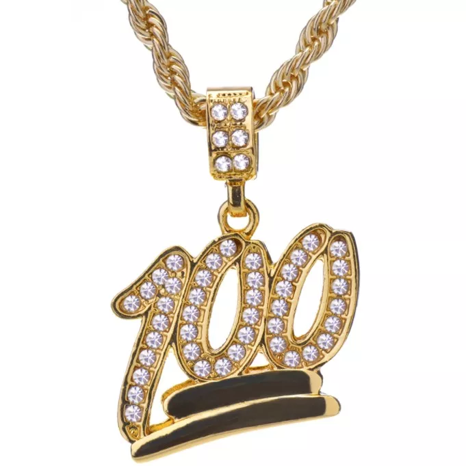 100 PENDANT WITH 24 ” CHAIN SET-GOLD