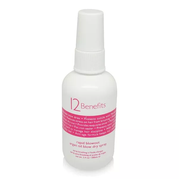 12 BENEFITSRapid Blowout Argan Oil Blow Dry Spray.