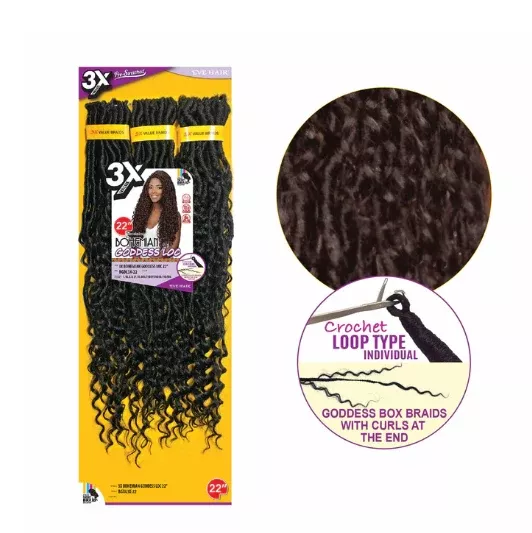 3X Bohemian Box Goddess Loc 22″