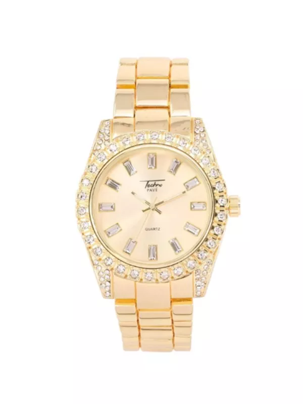 ADJUSTABLE METAL BAND WATCH WITH STONE – GOLD 9138