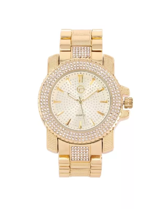 ADJUSTABLE METAL BAND WATCH WITH STONE – GOLD 9146
