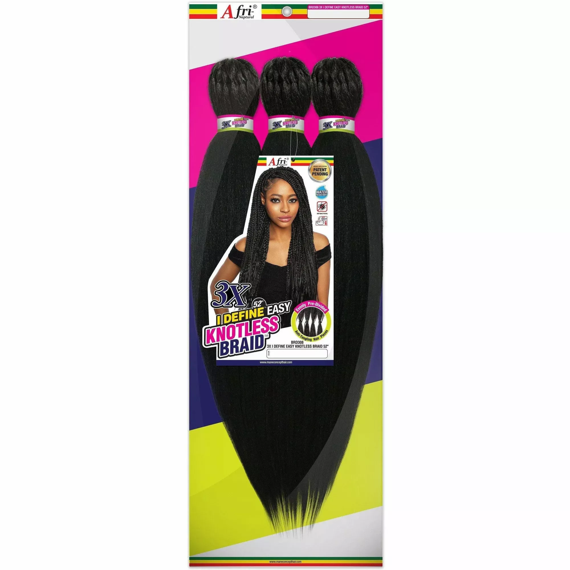 Afri-Naptural: 3X I-Define Easy Knotless Braid 52″ (BRD308)