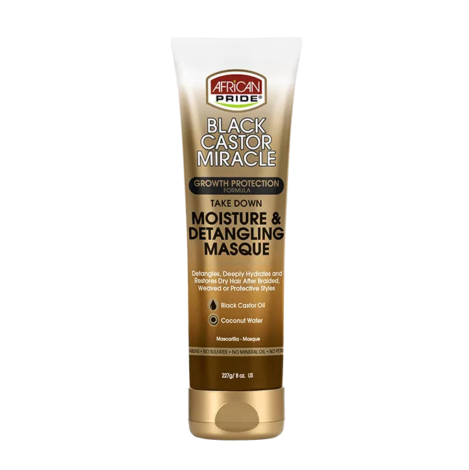 AFRIACAN PRIDE BLACK CATOR MIRCLE TAKE DOWN MOISTUER & DETANGLING MASQUE 8oz