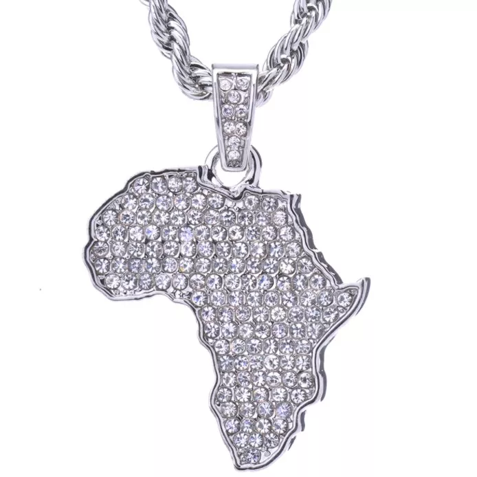 AFRICA PENDANT WITH 24 ” CHAIN SET-SILVER