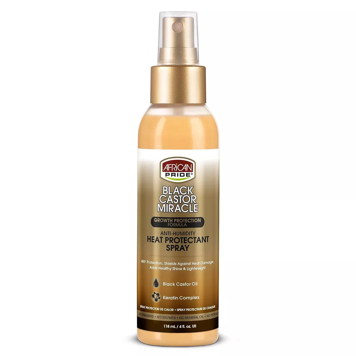 African Pride: Black Castor Miracle – Anti-Humidity Heat Protectant Spray 4oz