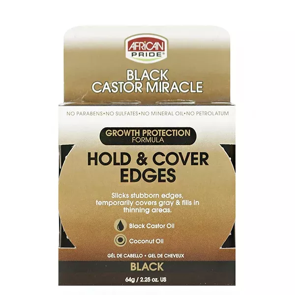 African Pride: Black Castor Miracle- Hold & Cover Edges Black 2.25oz