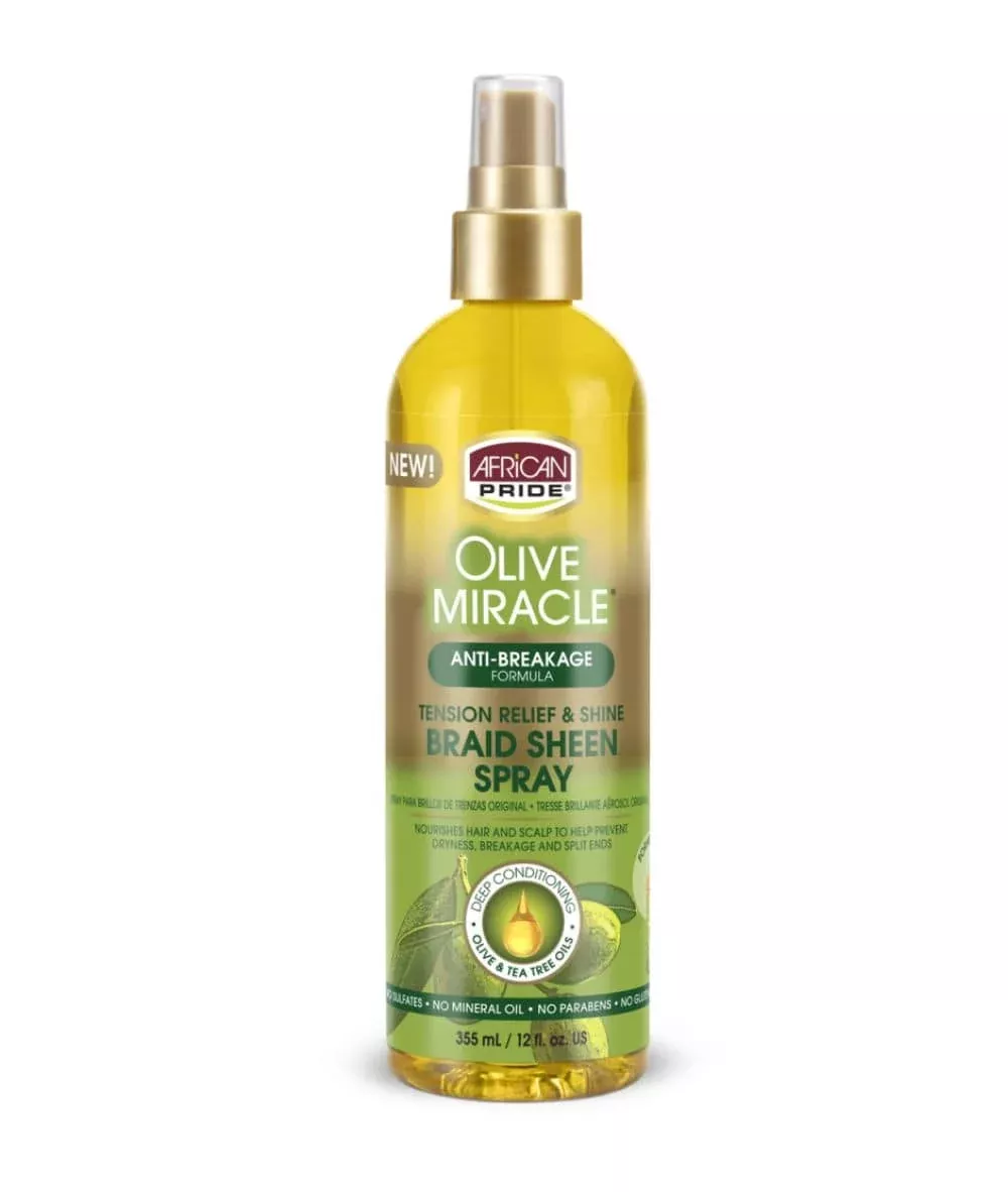 AFRICAN PRIDE OLIVE MIRACLE ANTI-BRAKAGE BRAID SHEEN SPRAY 12OZ