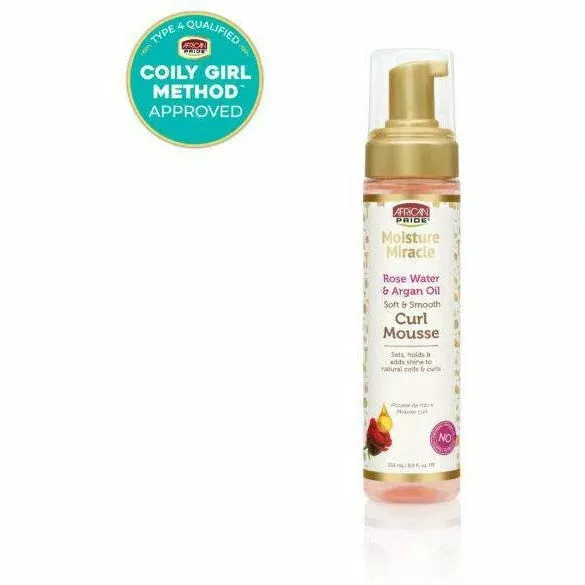 African Pride: Rose Water & Argon Oil – Soft & Smooth Curl Mousse
