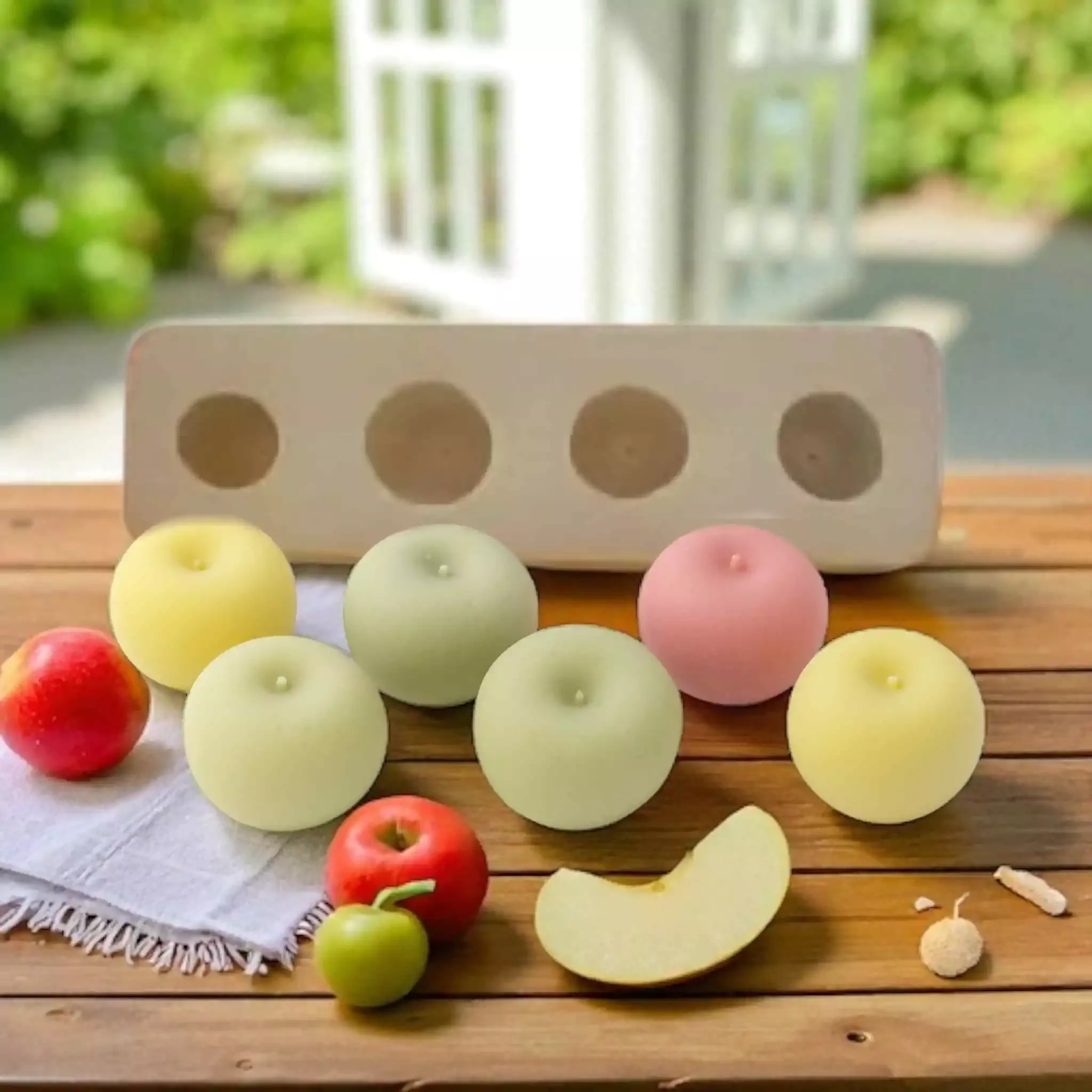 Apple Whole Small Soap 4 Cavity Silicone Mold 627