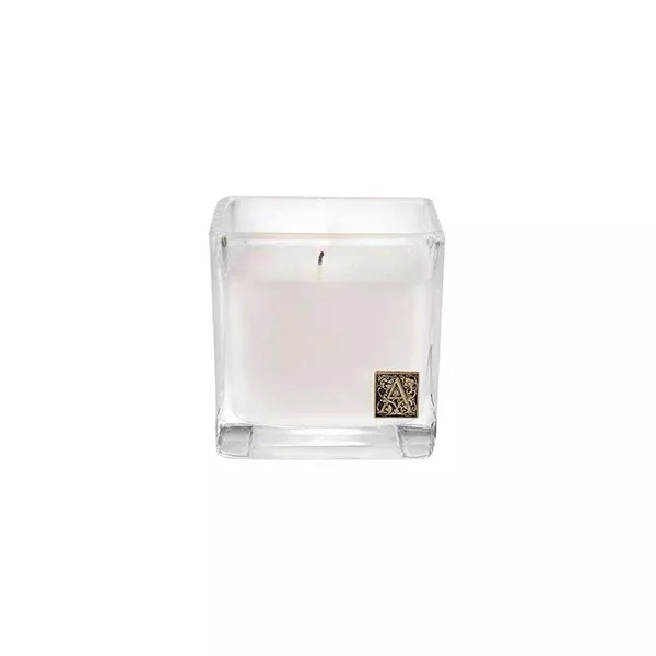 AROMATIQUE WHITE TEAK & MOSS MEDIUM GLASS CUBE CANDLE