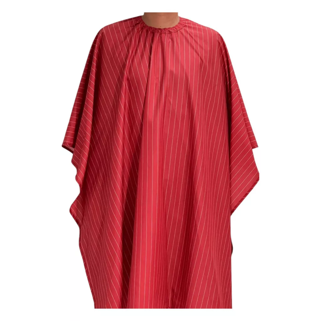 Barber Strong Cutting Cape – Red w/ White Stripes
