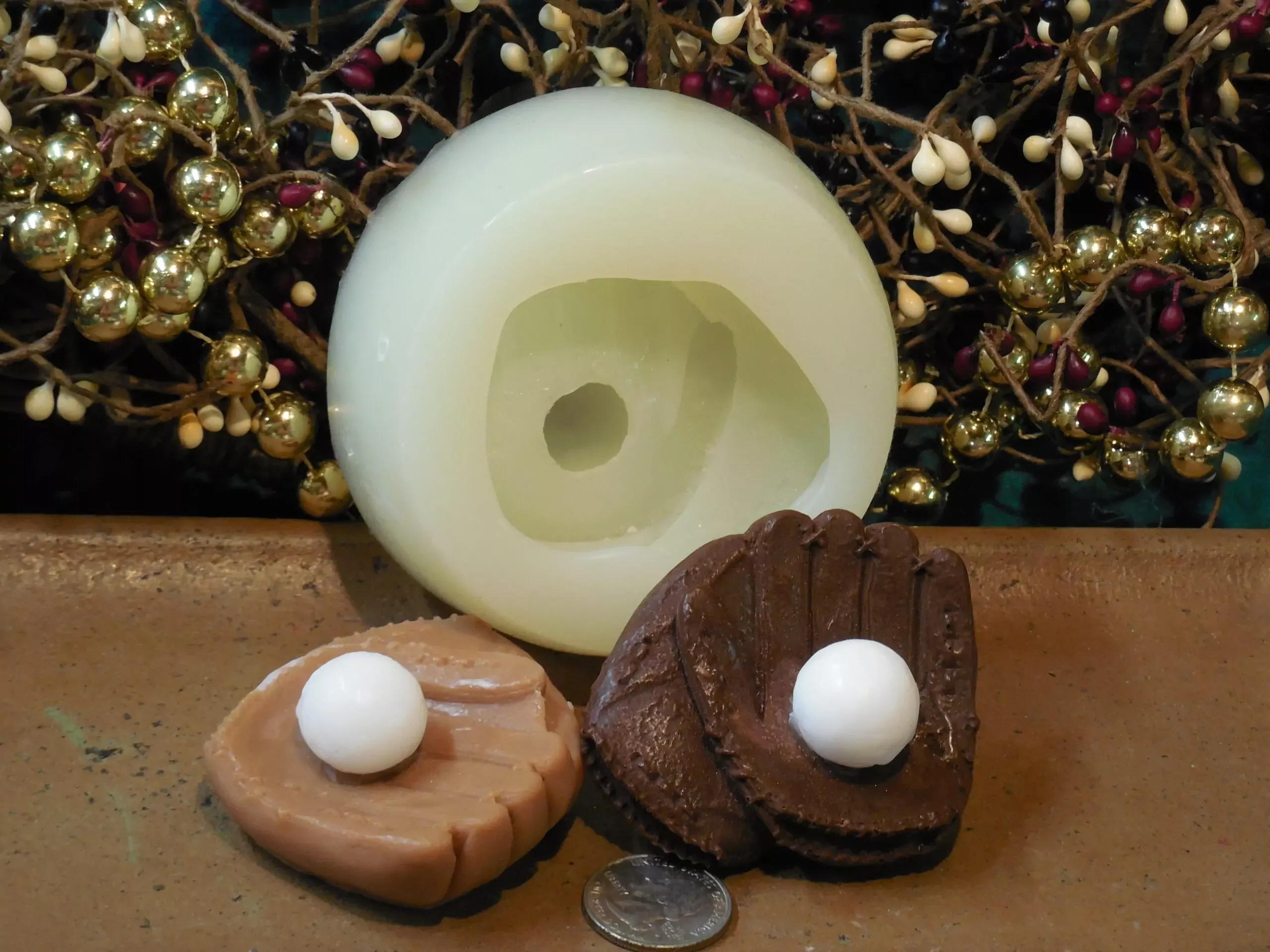 Baseball and Glove Small Soap 1 Cavity Silicone Mold 2104