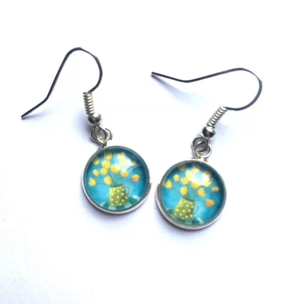 Blue and Yellow Earrings “Golden Moments ” | dangle earrings