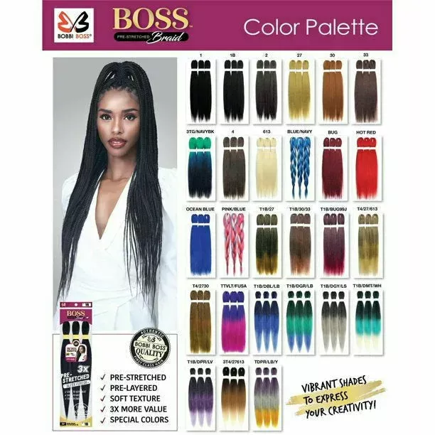 Bobbi Boss: 3X Boss Braid Pre-Feathered 54″