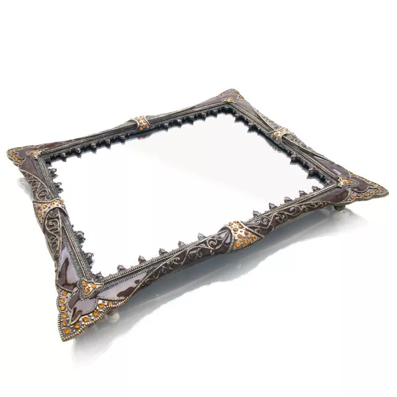 Brown Epoxy with Amber Stones Vanity Tray Model No. DT-57