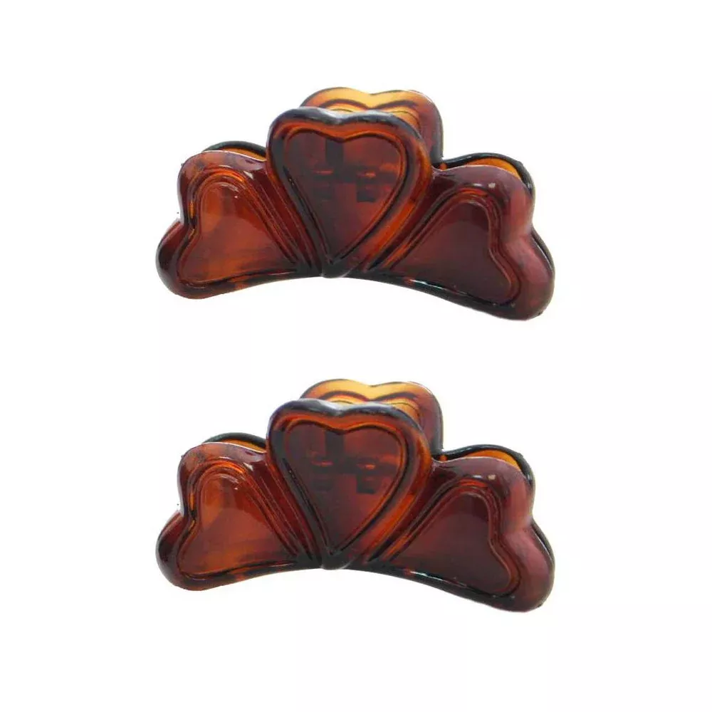 Caravan Mini Heart Hair Claw Tortoise Shell Pair Model No. 618/2