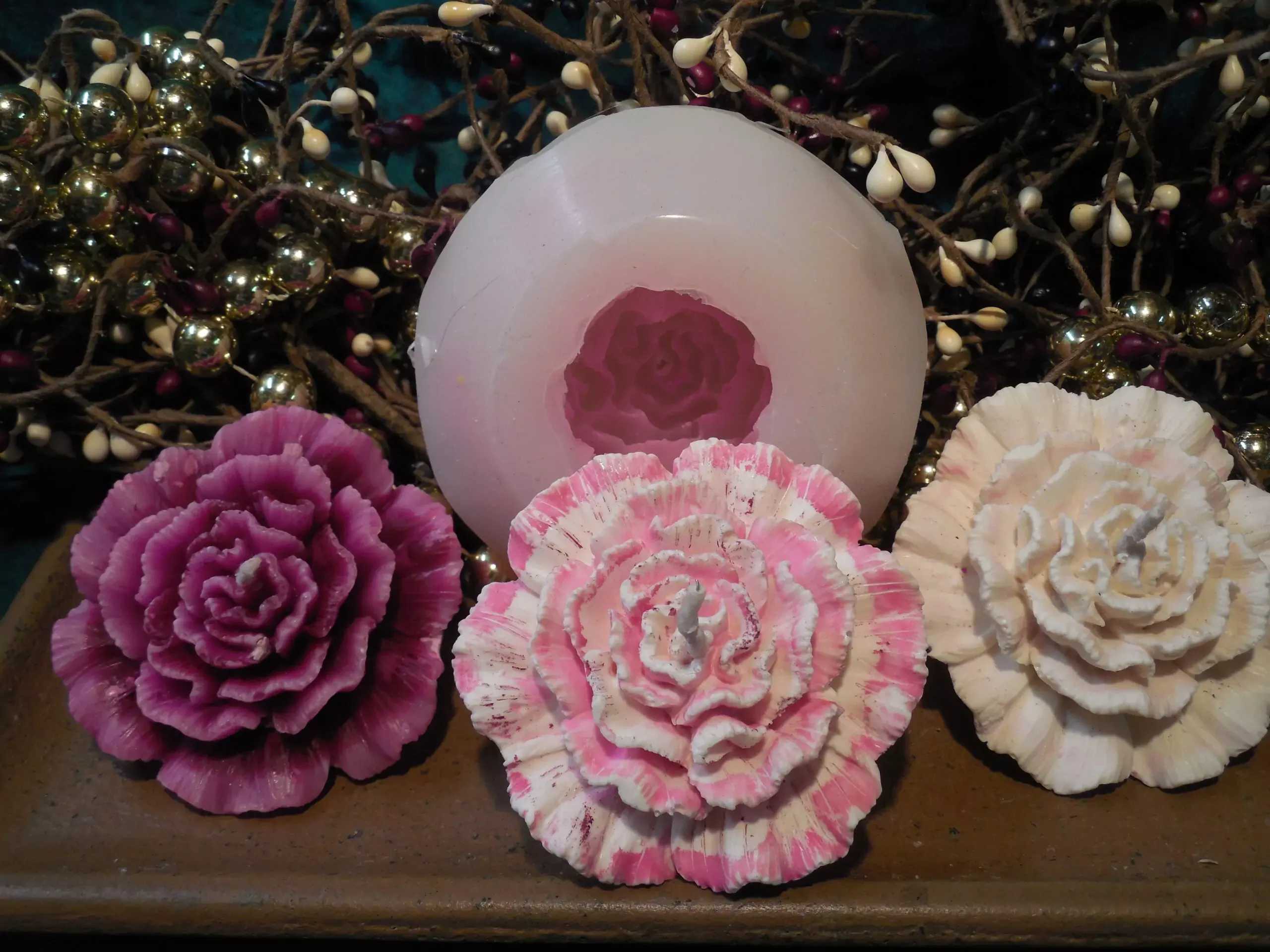Carnation Flower Floater 1 Cavity Silicone Mold 1923