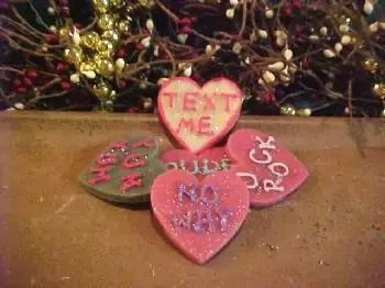 Conversation Hearts Thin Wafer Embeds 5 Cavity Silicone Mold 1001