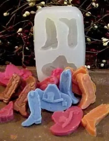 Cowboy Boots and Hat Embeds 3 Cavity Silicone Mold 877