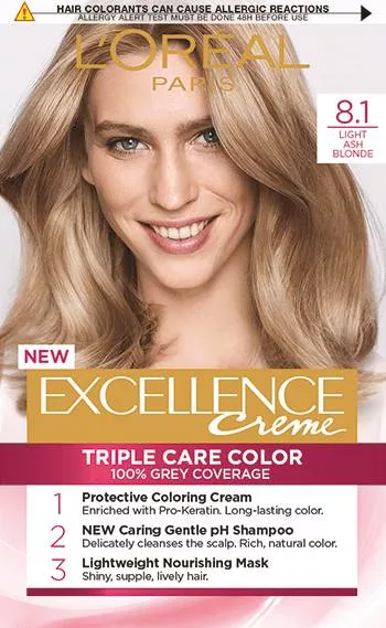 Crème Permanent Hair Color 8.1 Light Ash Blonde