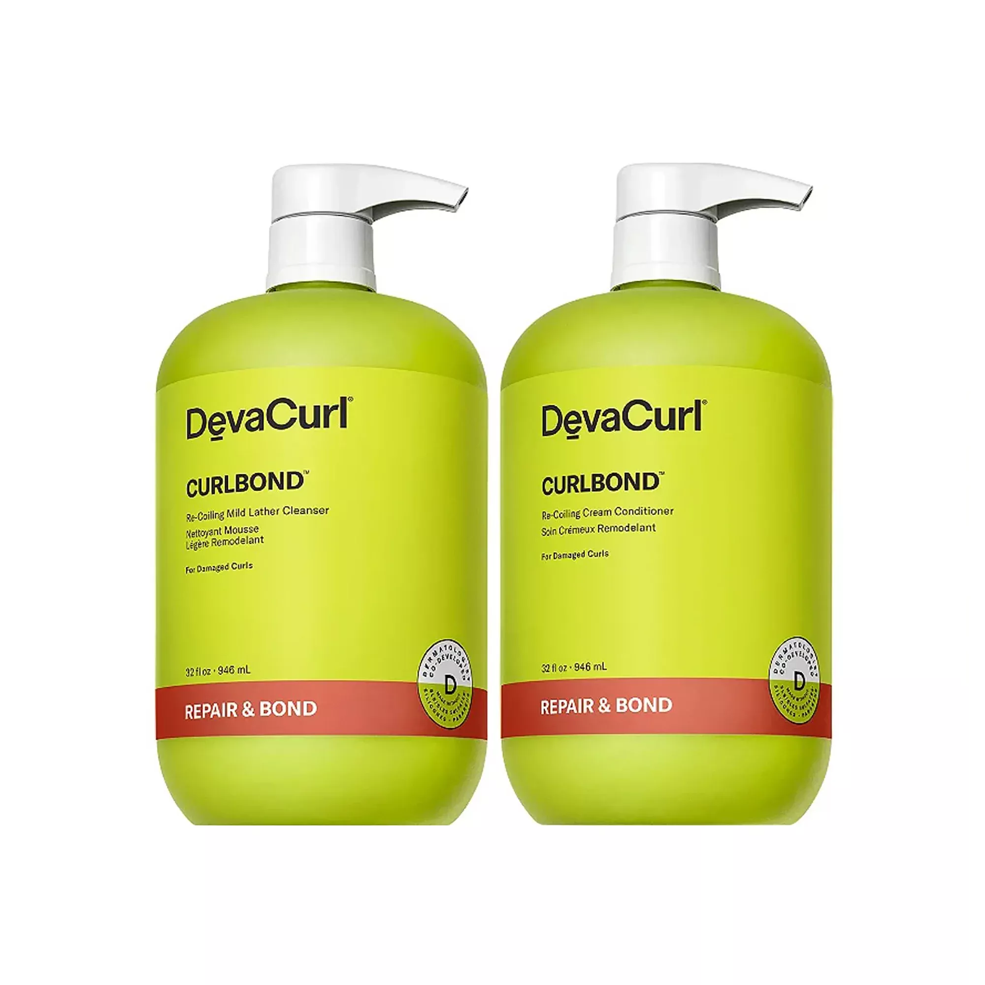 Devacurl CurlBond Re-Coiling Mild Lather Cleanser and CurlBond Re-Coiling Cream Conditioner Liter Duo