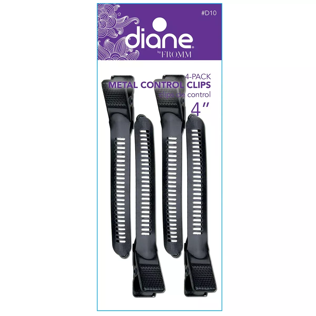 Diane D10 4-Pack Metal Control Clips - Black 4"