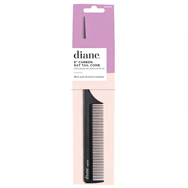 Diane #DBC010 Carbon Rat Tail Comb - 8" Black