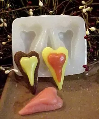 Double Heart Embeds 3 Cavity Silicone Mold 882