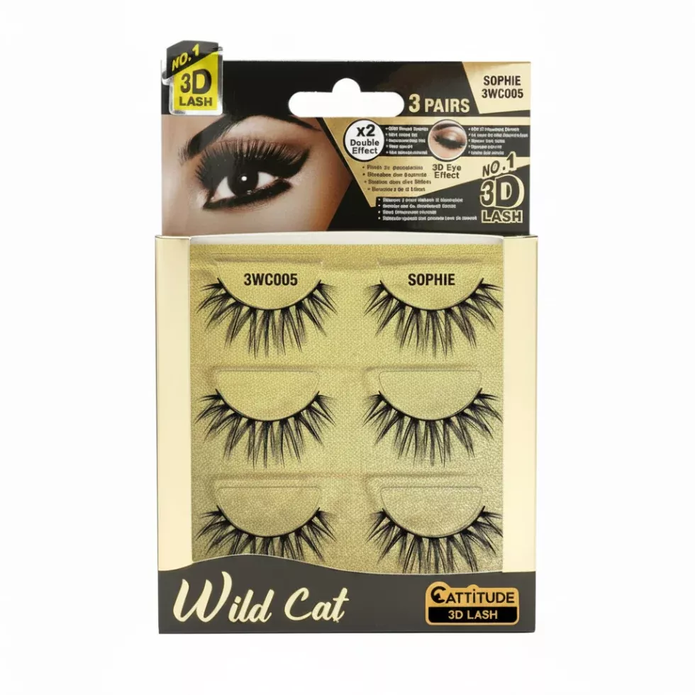 Ebin New York Wild Cat Lashes 3 Pairs | Multi-Layered Volume False Eyelashes Multipack