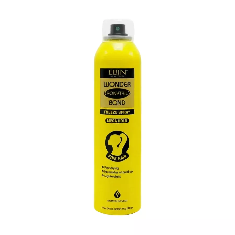 Ebin New York Wonder Ponytail Bond Freeze Spray Extra Mega Hold 245ml | Extra Mega Hold Wig Melt & Sleek Styling Spray