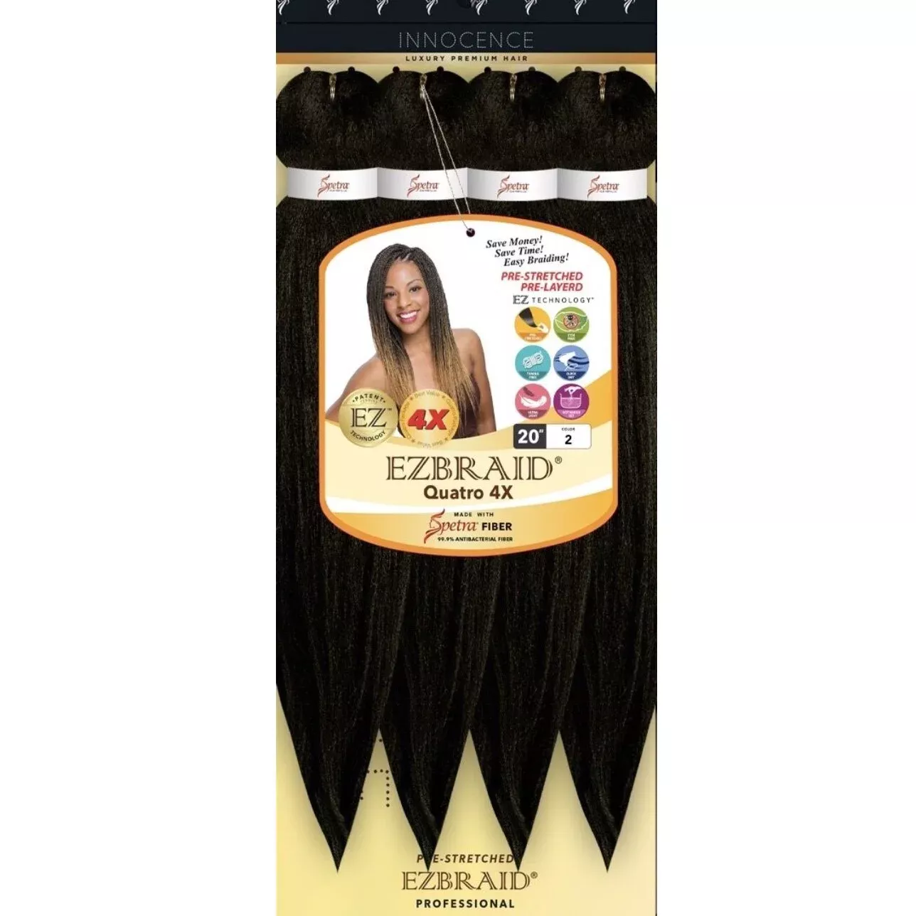 EZ Braid Quatro 4X Pre-Stretched Braiding Hair Extension Pack 20"