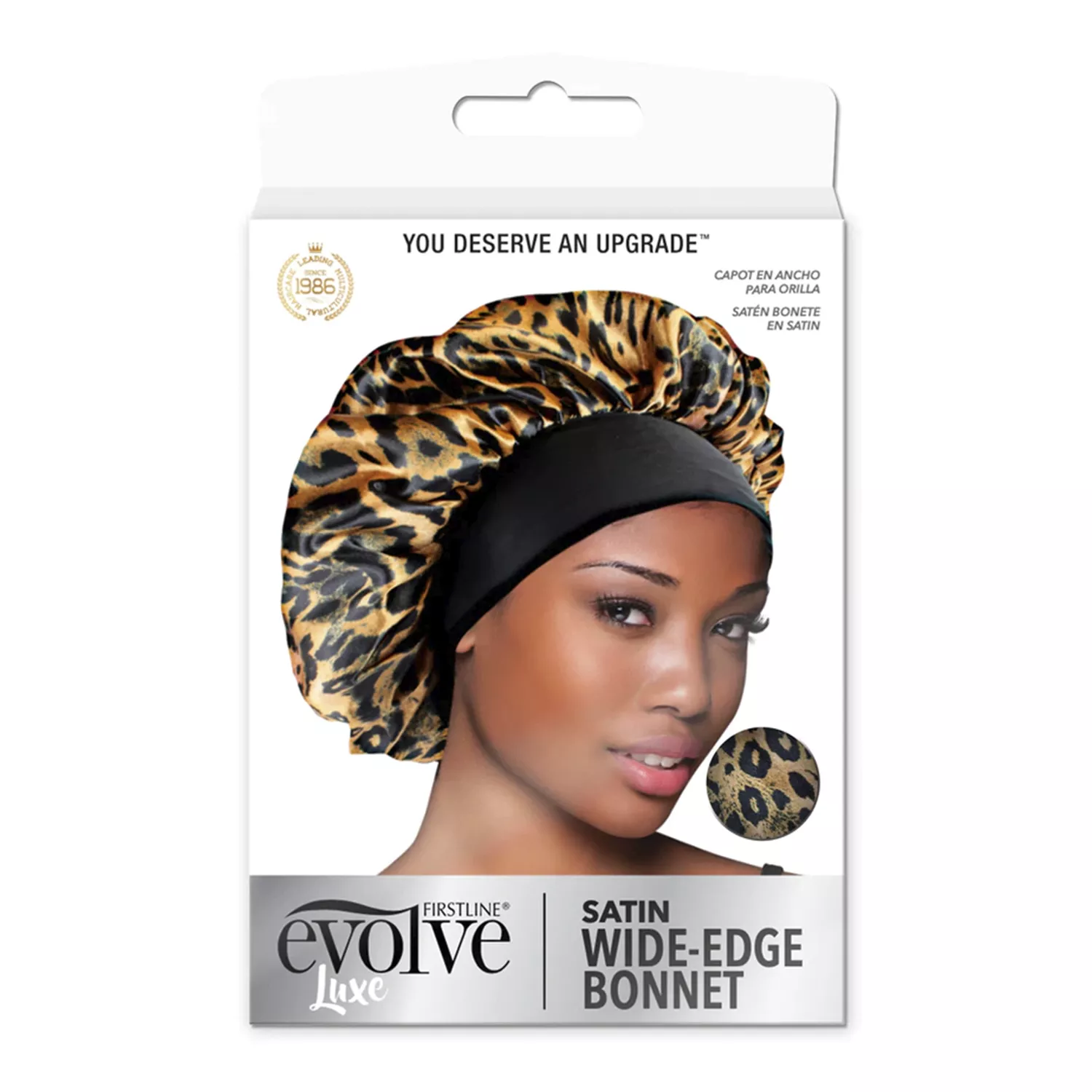 Firstline Evolve Luxe Satin Wide-Edge Bonnet – Leopard