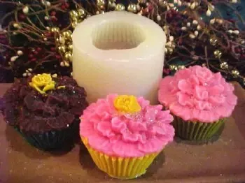 Flower CupcakeSmall Soap 1 Cavity Silicone Mold 1337