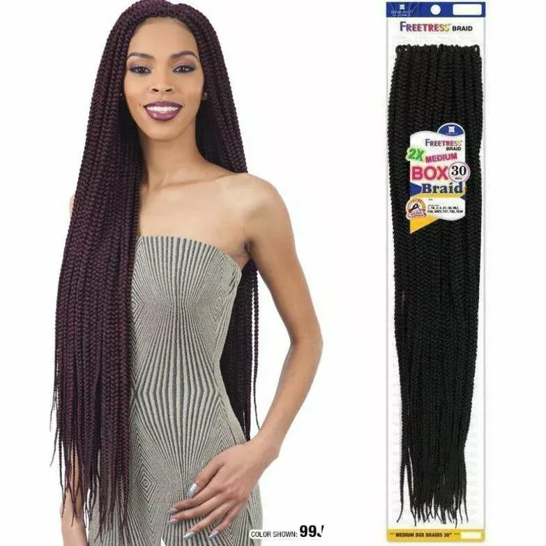 FreeTress: 2X Medium Box Braid 30″ Crochet Braids