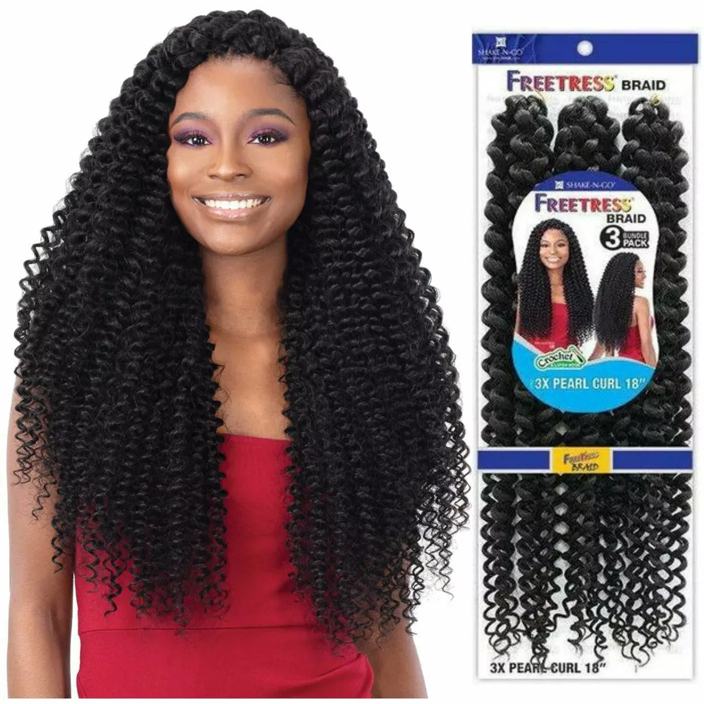 FreeTress: 3X Pearl Curl 18″ Crochet Braids