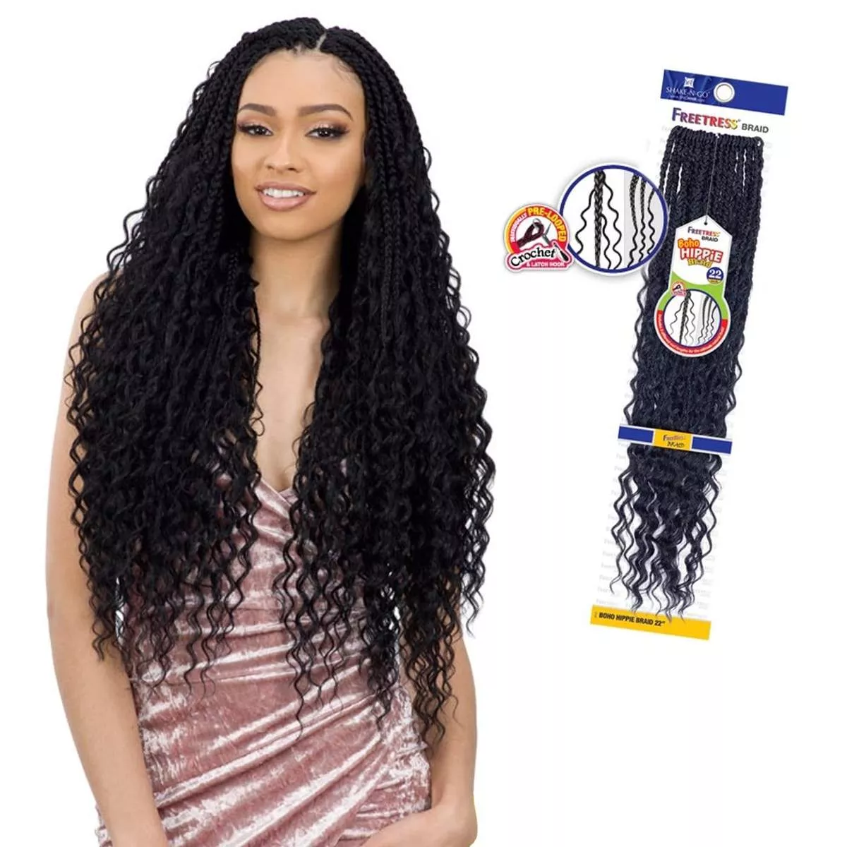 FREETRESS SYNTHETIC HAIR CROCHET BRAIDS BOHO HIPPIE BRAID 22 “