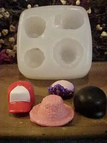 Fun Hat Embeds 4 Cavity Silicone Mold 769