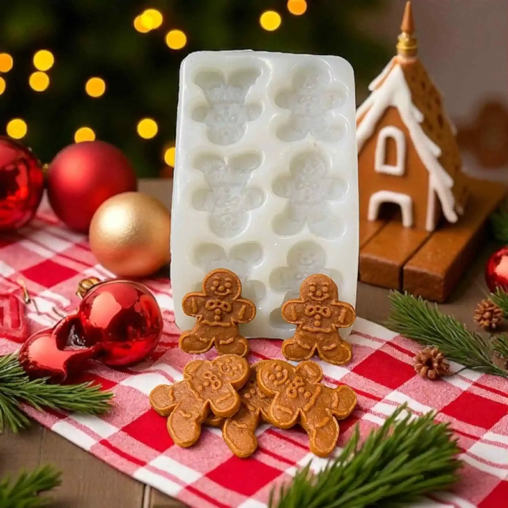 Gingerbread Man Embed Silicone Mold 6 Cavity1666