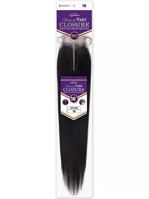 Harlem 125 Kima Classic Closure Human Hair Blend – NATURAL YAKI 16″(SYC16)