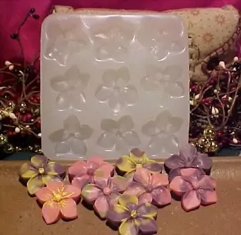 Hawaiian Flower Embeds 9 Cavity Silicone Mold 5062