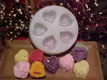 Heart with Rose Tarts 5 Cavity Silicone Mold 1009