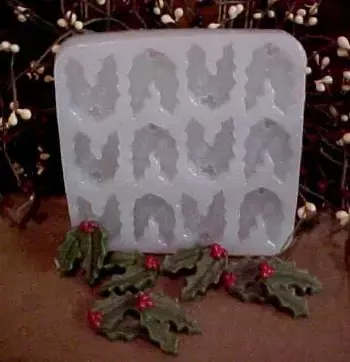 Holly Leaf Embeds 12 Cavity Silicone Mold 1522