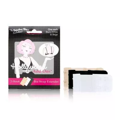 Hollywood Add-Ons 2 Hook Bra Strap Extender (Discontinued) 1 Black, White + 1 Beige