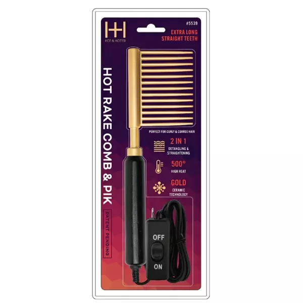Hot & Hotter #5539 Ceramic Hot Rake Comb & Pik