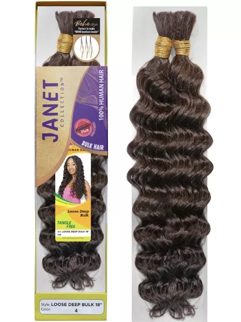 Janet Collection 100% Human Hair LOOSE NEW DEEP Bulk 18″
