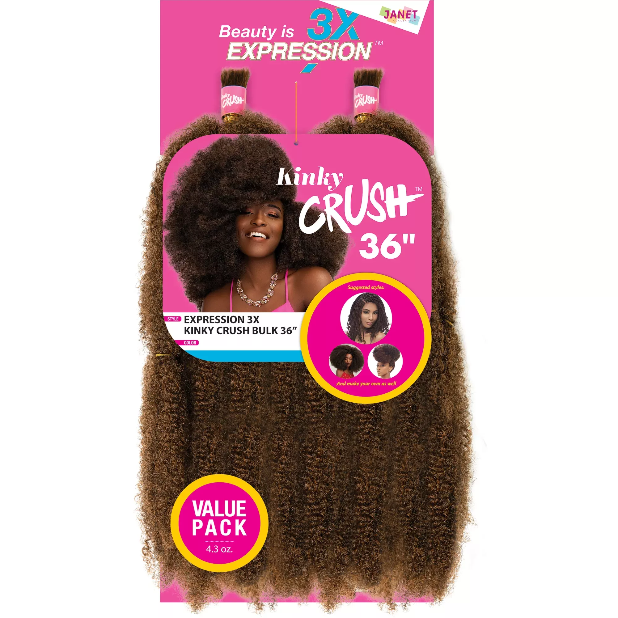 Janet Collection: 3X Kinky Crush Bulk 36″ – FINAL SALE