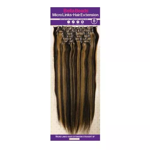 Janet Collection Natural Virgin Remy Human Hair Weave Bella Beads Micro Links Hair Extension Yaky 18