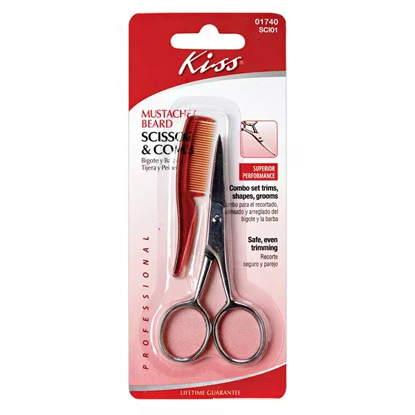 Kiss New York SCI01 Mustache/Beard Scissor & Comb