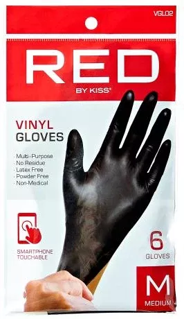 Kiss RED Vinyl Gloves – Black