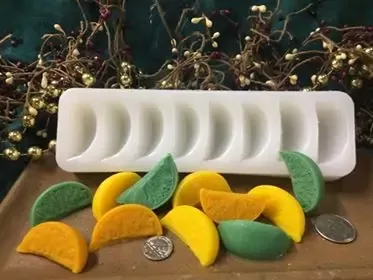 Large Lemon/Citrus Wedge Embeds 8 Cavity Silicone Mold 517